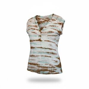 Young Fabulous & Broke Loni Snap-Front Tie-Dye Top blue/turquoise XS